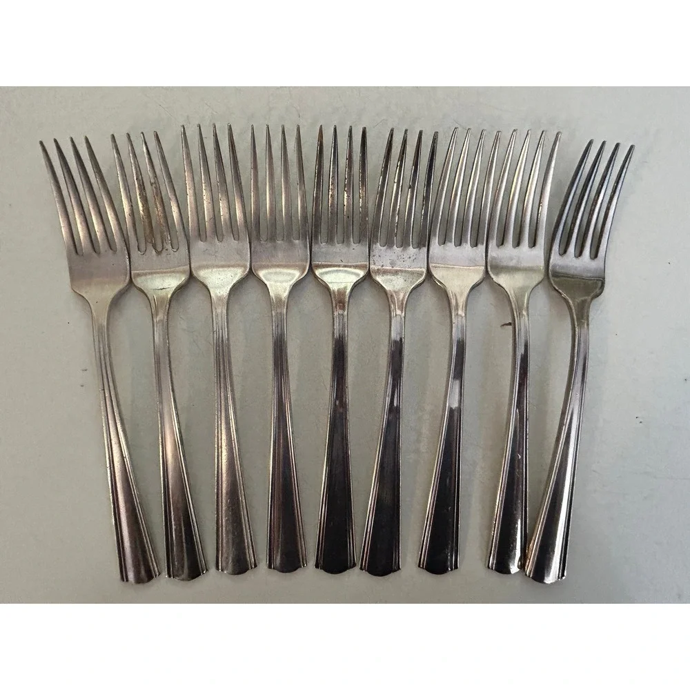 Vintage MC Flatware, Victor S Co. I S, Nine Forks, Restaurant Flatware ,‎